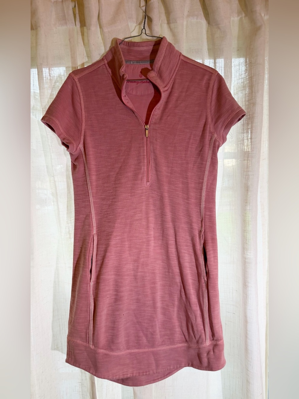 Tommy Bahama Dusty Rose Short-Sleeve Zip Polo Tunic